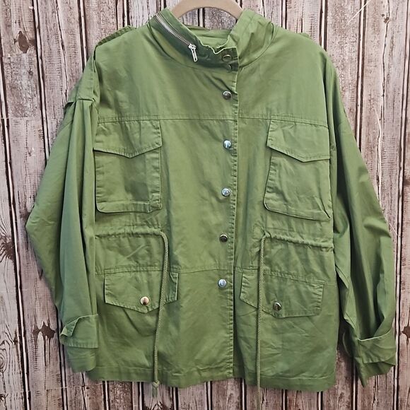 NWT Esther Army Green Anorak Jacket Medium - Picture 3 of 13